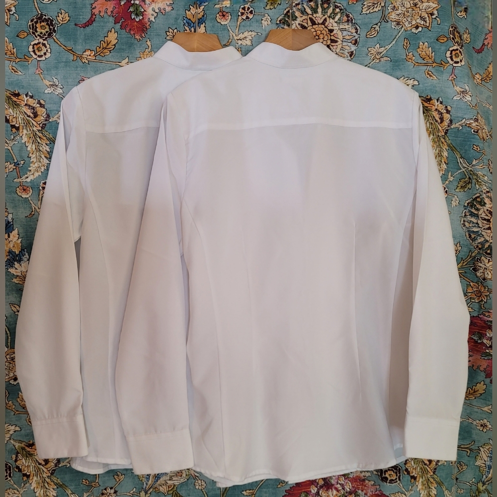 2 Ladies Edwards white work shirts with banded collar both size Medium - Picture 8 of 8